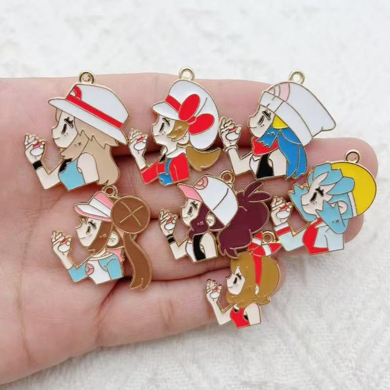 Party Games Ideas - 10pcs Cartoon Girl Drip Oil Alloy