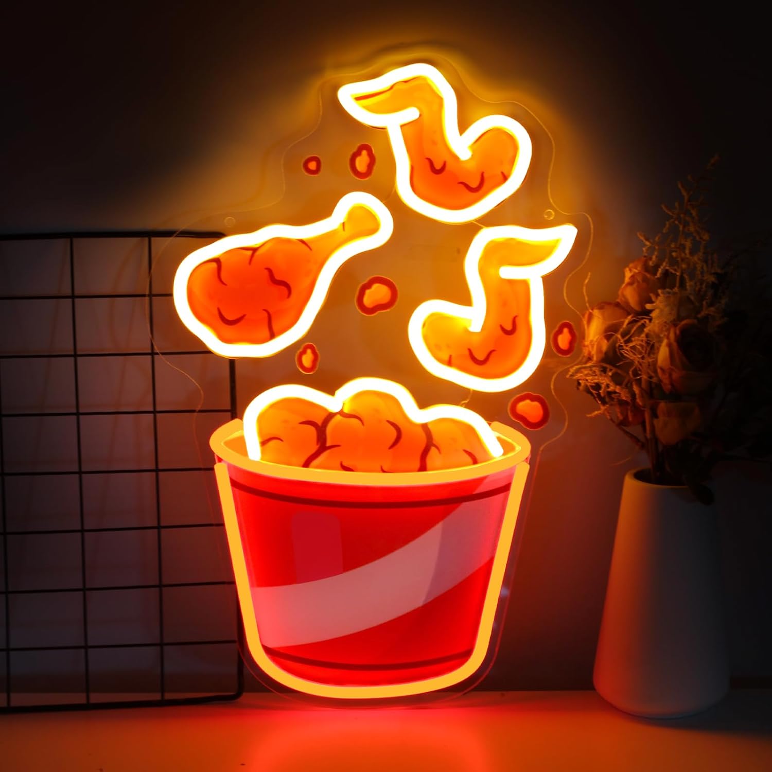 Fried Chicken Neon Sign USB Di - Party Games Shop review and price
