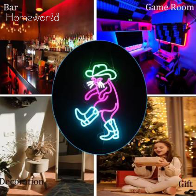 Cowboy Cat Neon Light Sign Dim - Party Games Shop review and price