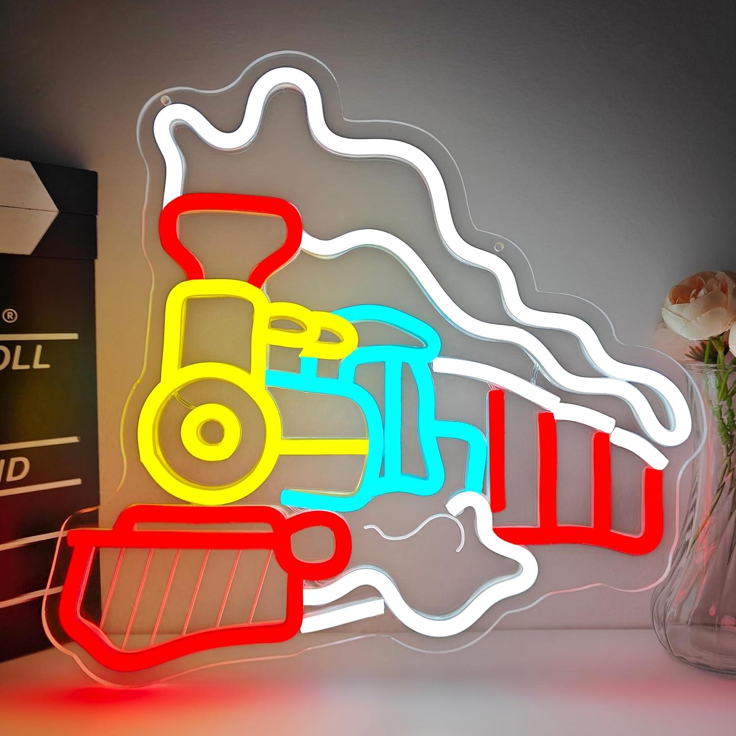 Steam Train Neon Sign USB Dimm - Party Games Steam Free review and price