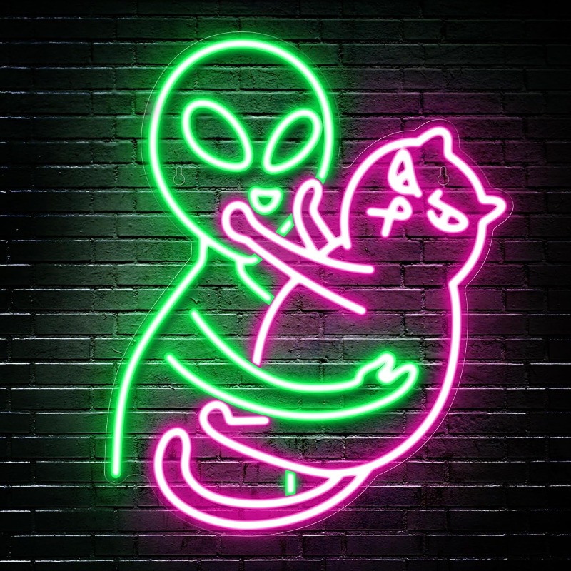 Alien Cat Neon Sign,Green Alie - Party Games Best review and price