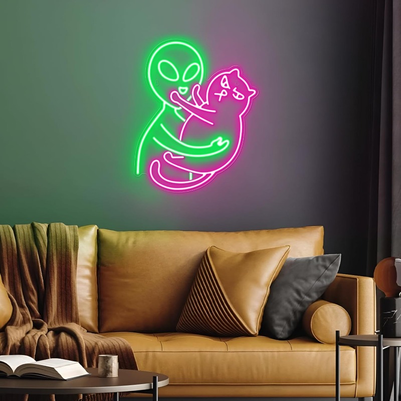 Alien Cat Neon Sign,Green Alie - Party Games Best review and price