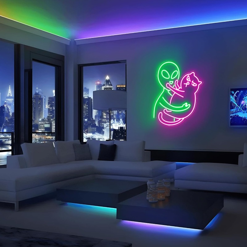 Alien Cat Neon Sign,Green Alie - Party Games Best review and price